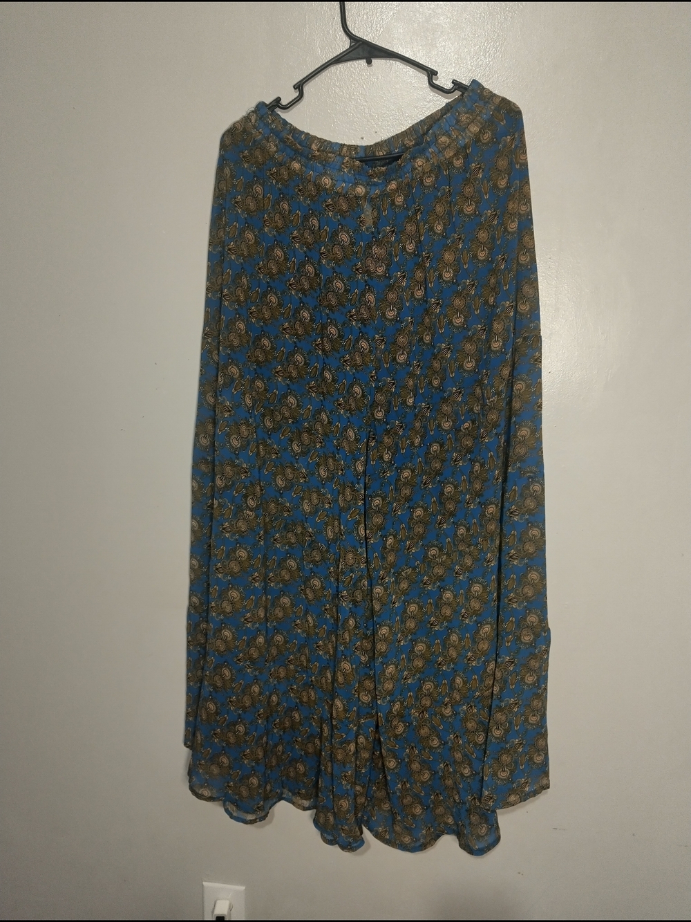 Blue Floral Wide-Leg Palazzo Pants with Elastic Waist